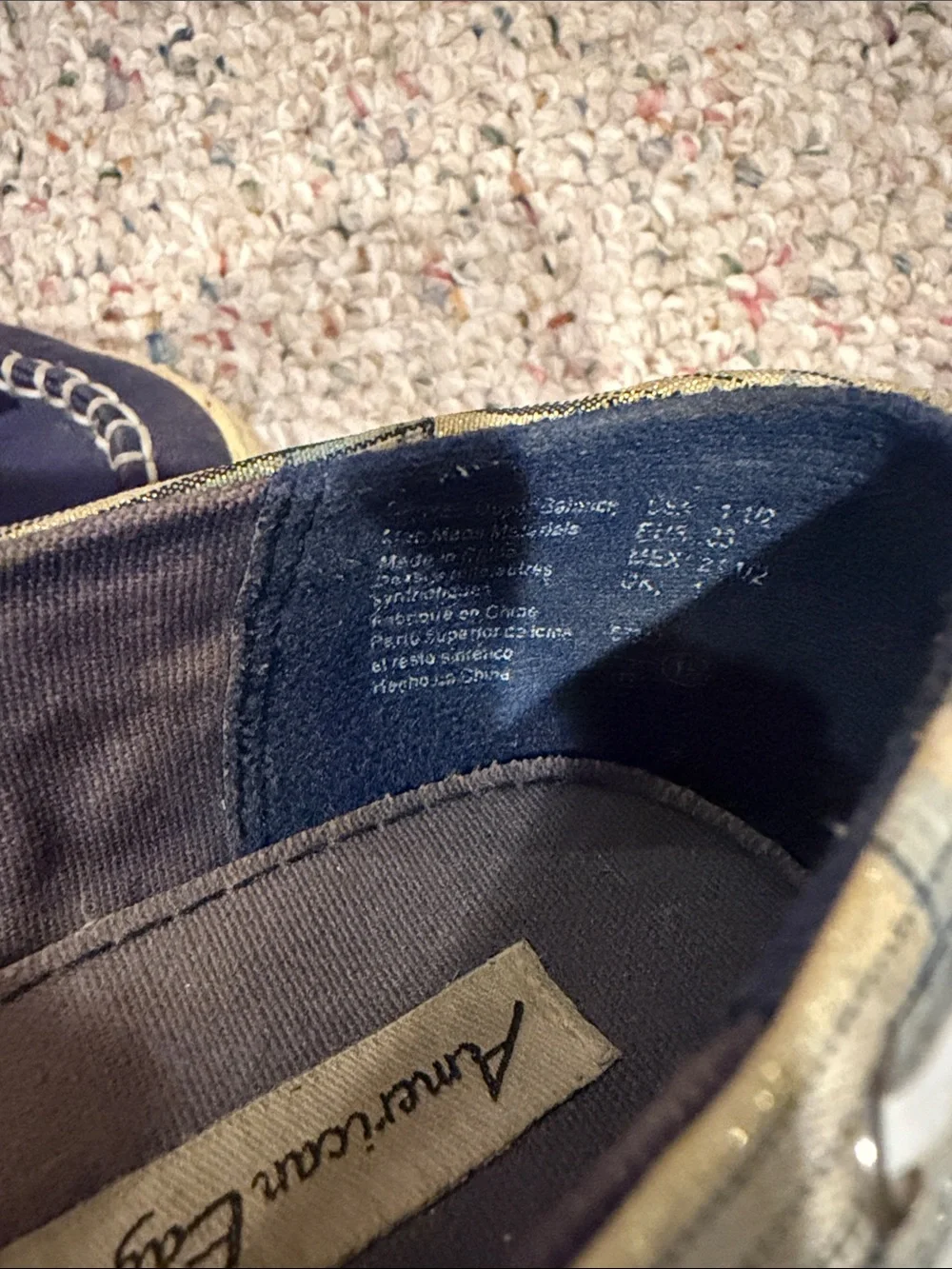 American Eagle Outfitters Navy and Plaid Kids Moccasins